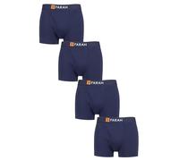 Farah Mens Cotton Keyhole Trunks - Plain and Striped Soft Breathable Classic Underwear in a 4 Pack Sizes S,M,L,XL,XXL Navy L