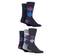 Farah Mens Cotton Socks Striped Argyle Patterned 5 Pairs | Calf Length, Everyday Wear, Casual, Business, Navy, Black, Brown, Grey, Stripe, Diamond, UK 6-11