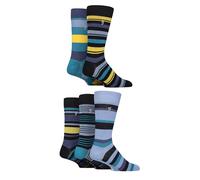 Farah Mens Cotton Socks Striped Argyle Patterned 5 Pairs | Calf Length, Everyday Wear, Casual, Business, Navy, Black, Brown, Grey, Stripe, Diamond, UK 6-11