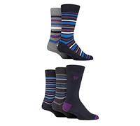 Farah Mens Cotton Socks Striped Argyle Patterned 5 Pairs | Calf Length, Everyday Wear, Casual, Business, Navy, Black, Brown, Grey, Stripe, Diamond, UK 6-11