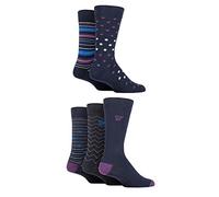 Farah Mens Cotton Socks Striped Argyle Patterned 5 Pairs Pattern Navy 6-11