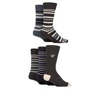 Farah Mens Cotton Socks Striped Argyle Patterned 5 Pairs Stripe Brown 6-11