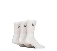 Farah Men's Cushioned Crew Sports Socks Ribbed Plain 3 Pairs White 6-11
