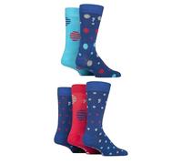 Farah Mens Everyday Bamboo Socks 5 Pack Spot Navy/Cobalt/Red 6-11