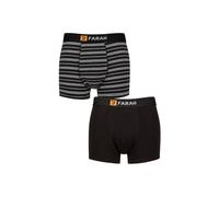 FARAH Men's Mens 2 Pack Plain & Striped Cotton Classic Fitted Trunks in Black | Size: Medium Farah Black M