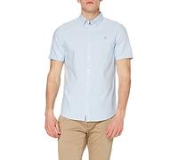 Farah - Men's Oxford Shirt, Brewer Short Sleeve Slim Fit, Organic Cotton, Casual or Work Shirt, Sky Blue, 3XL