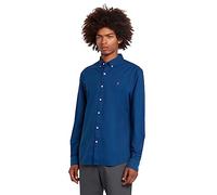 Farah - Men's Shirt, Brewer Slim Fit, Organic Cotton, Indigo Oxford Shirt, Casual-Style Shirt, Blue Peony, XS