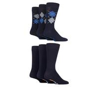 Farah Mens Patterned Bamboo Socks -Plain, Argyle for Everyday Wear, Suit Socks, Soft Breathable Cooling, 6 Pair Multipack Size 6-11 Navy Argyle