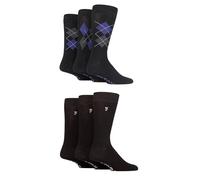 Farah Mens Patterned Bamboo Socks -Plain, Argyle for Everyday Wear, Suit Socks, Soft Breathable Cooling, 6 Pair Multipack Size 6-11 Purple Argyle