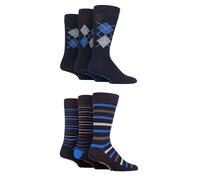 Farah Mens Patterned Bamboo Socks -Plain, Argyle for Everyday Wear, Suit Socks, Soft Breathable Cooling, 6 Pair Multipack Size 6-11 Navy Pattern