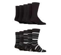 Farah Mens Patterned Bamboo Socks - Plain Classic Colourful Soft Breathable Cooling for Casual Wear or Suit 10 Pair Multipack Size 6-11 Black Grey Stripe