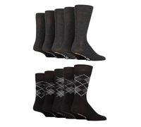 Farah Mens Patterned Bamboo Socks - Plain Classic Colourful Soft Breathable Cooling for Casual Wear or Suit 10 Pair Multipack Size 6-11 Charcoal Argyle
