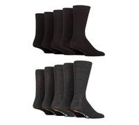 Farah Mens Patterned Bamboo Socks - Plain Classic Colourful Soft Breathable Cooling for Casual Wear or Suit 10 Pair Multipack Size 6-11 Black Charcoal