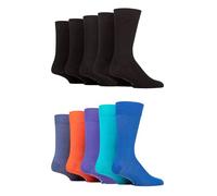 Farah Mens Patterned Bamboo Socks - Plain Classic Colourful Soft Breathable Cooling for Casual Wear or Suit 10 Pair Multipack Size 6-11 Black Bright