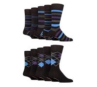 Farah Mens Patterned Bamboo Socks - Plain Classic Colourful Soft Breathable Cooling for Casual Wear or Suit 10 Pair Multipack Size 6-11
