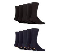 Farah Mens Patterned Bamboo Socks - Plain Classic Colourful Soft Breathable Cooling for Casual Wear or Suit 10 Pair Multipack Size 6-11 Black Navy