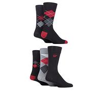 Farah Mens Patterned Striped and Argyle Cotton Socks Pack of 5 Argyle Black/Berry 6-11