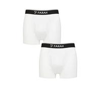 Farah Mens Plain and Stripe Bamboo Keyhole Trunks Pack of 2 Plain White/White XXL
