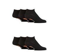 Farah Mens Plain, Patterned and Striped Trainer Socks Pack of 6 (6-11, Plain Black)