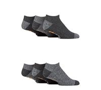 Farah Mens Plain, Patterned and Striped Trainer Socks Pack of 6 Heel & Toe Black/Charcoal 6-11