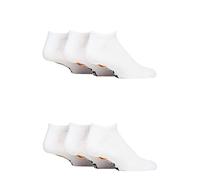 Farah Mens Plain, Patterned and Striped Trainer Socks Pack of 6 Plain White 6-11
