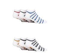 Farah Mens Plain, Patterned and Striped Trainer Socks Pack of 6 Stripe White 6-11
