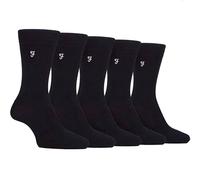 Farah Mens Bamboo Socks, Plain, Patterned, Striped, Argyle, Spotty Designs, Bright Colours, Gift for Him, Pack of 5 - Plain Black 6-11