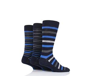 Farah Men's Striped Bamboo Socks 3 Pair Pack Navy/Blue 6-11
