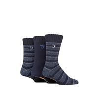 Farah Mens Striped Cushioned Boot Socks Pack of 3 Navy/Blue 6-11