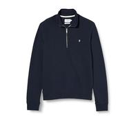 Farah - Men's Sweater, Aintree Quarter Zip Sweatshirt, Long Sleeve, Mock Neck Collar, Organic Cotton, Modern Fit, Navy, S