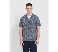 Farah Mens True Navy Landon Print Revere Shirt
