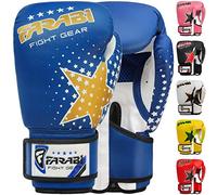 Farai kids boxing gloves 6-oz kickboxing muay thai training MMA sparring gloves, Best gloves for training on punching bag, focus pads Practice (Blue, 6-oz)