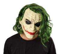 Farango Joker Mask Scary Halloween Latex Masks Age 10+ for Adult Horror Clown Full Head with Wig Cosplay Costume Party Prop