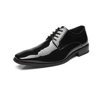 Faranzi Oxford Shoes for Men Patent Leather Plain Toe Tuxedo Oxford Mens Dress Shoes Zapatos de Hombre Lace up Comfortable Classic Modern Formal Business Shoes