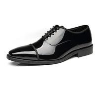 Faranzi Tuxedo Shoes Patent Leather Wedding Shoes for Men Cap Toe Lace up Formal Business Oxford Shoes, Sonorous-2-black, 9 UK