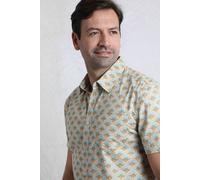 Faraway Cotton Printed Shirt Weird Fish Light Beige XXL