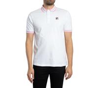 Fila Men's Faraz Tipped Rib Polo Shirt, White/Prism Pink/High Rise, XL