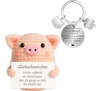 Farbeele Lucky Pig and Lucky Charm Keyring, Pocket Hug Positive Doll, Courage Gift, Get Well Soon Gift, Good Luck Charm Exam Gift, First Day of School Gift