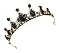 FARBEIR Black Baroque Crown Gothic Princess Queen Tiara Headband Crystal Headband for Wedding Prom Pageant Party