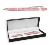 Farbely Personalized Pens Bulk with Name Free Engraving,RoseRed Custom Ballpoint Pen with Stylus,Text,logo Customized for Men Women Business,Graduation,Anniversaries Gift