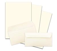 FarbenFroh by Gustav Neuser 100 x A4 Writing Paper Sets with DIN Long Envelopes, Adhesive Seal, Natural White, Matte Writing Paper with Envelopes