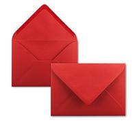 FarbenFroh by GUSTAV NEUSER 100x small envelopes in red DIN C7 8.1 x 11.4 cm with pointed flap and wet glue in 80 g/m² small blank mini envelope