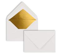 FarbenFroh by GUSTAV NEUSER 100x small mini envelopes in white with gold lining DIN C7-8.1 x 11.4 cm wet glue 120g/m² small envelopes for vouchers, cash gifts