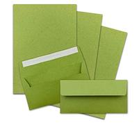 FarbenFroh by Gustav Neuser 25 x A4 Writing Paper Sets with DIN Long Envelopes, Adhesive Seal, Craft Paper, Light Green, Recycled Writing Paper with Envelopes