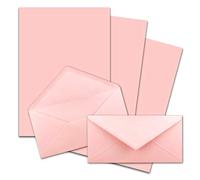 FarbenFroh by Gustav Neuser 25 x A4 Writing Paper Sets with DIN Long Envelopes, Wet Seal, Pink, Matte Writing Paper with Envelopes