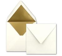 FarbenFroh by GUSTAV NEUSER 50 square envelopes 15.5 x 15.5 cm, natural white (white) lined with gold paper, wet gluing