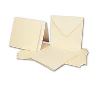 FarbenFroh by GUSTAV NEUSER 50x Square Card Set with Envelopes & Inserts - 13.5 x 13.5 cm - Cream/Ivory - Square Blank Invitations for Weddings and Parties