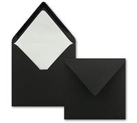 "FarbenFroh by GUSTAV NEUSER" 50x square envelopes 16 x 16 cm in black Envelopes with white silk lining Envelopes without window & with wet glue for invitation cards for weddings and birthdays