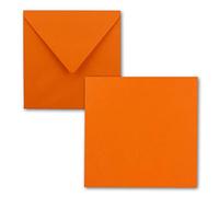 FarbenFroh® by Gustav Neuser® Pack of 25 Simple Square Cards 15 x 15 cm with Envelopes in Orange for Greeting Cards etc.