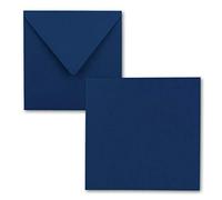 FarbenFroh® by Gustav Neuser® Set of 25 Simple Cards Square 15 x 15 cm with Envelopes in Midnight Blue for Greeting Cards etc.